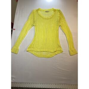 Billabong Yellow Net Knit Top | Cut‑Out Long Sleeve Surf Y2K